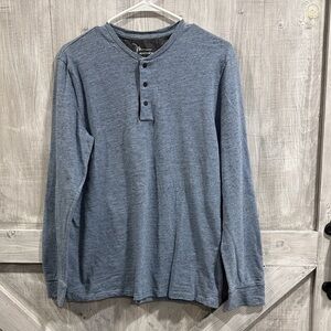 Marc Anthony men’s M blue gray fleck LS snap henley A1